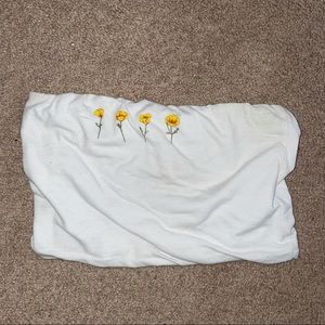 White tube top w/ flowers